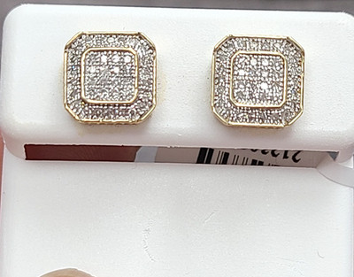 ANGEBOT! 10K Gold echte natürliche Micro Pave Diamanten Ohrringe 0,33ct 9,30mm