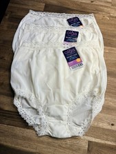 Lot of 5 Pair Olga Secret Hug Brief Panties 5/S White/Beige Nylon w/ Lace Trim
