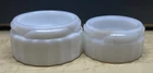 Vintage 1910s Ribbed White Milk Glass Cold Cream Mini Jars W- 2 Sizes 2” & 2.25”