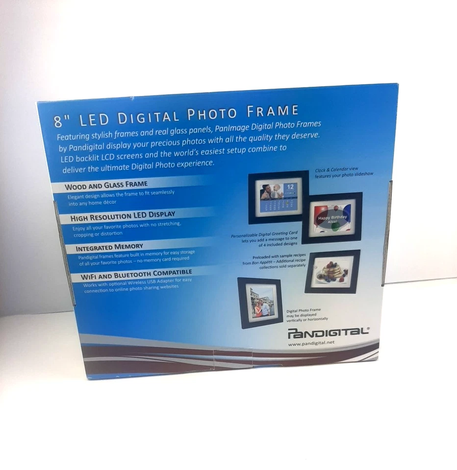 PANIMAGE by PANDIGITAL 8" LED Glass & Wood Digital Photo Frame - 1600 Photos NEW - Image 4 of 4