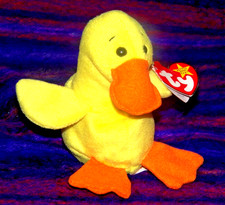 1993. ERROR "PE PELLETS" Original, Retired, plush beanie baby "Quackers"/wings