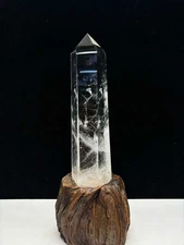4LB Natural White Quartz Obelisk Crystal Energy Point Reiki Decor +Stand