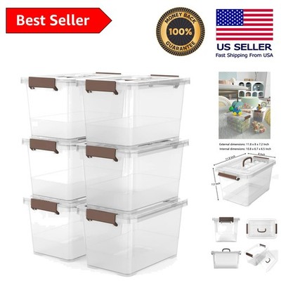 6-Pack Clear Plastic 7QT Latching Storage Bins   Stackable & Stylish Organiza...
