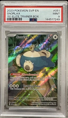 2023 POKEMON SVP EN-SV BLACK STAR PROMO 151 ELITE TRAINER BOX #051 SNORLAX PSA 9