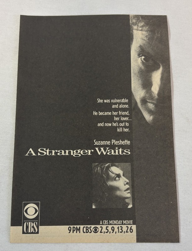 1988 CBS tv movie ad ~ A STRANGER WAITS Suzanne Pleshette