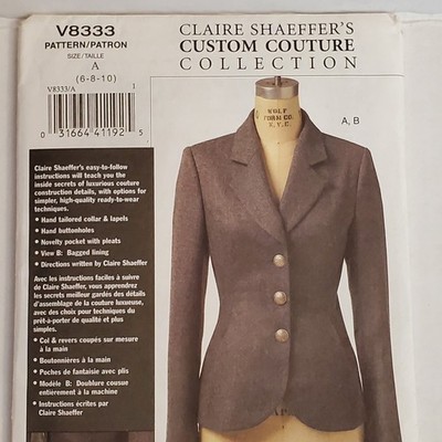 Vogue Sewing Pattern V8333 Claire Shaeffer Custom Couture Jacket A 6-10 UNCUT