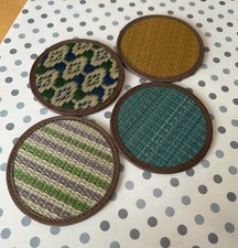 Juego de 4 artesanías tradicionales japonesas Kurashiki Tatami Mat Coaster Igusa Hierba +