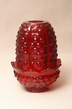 Fenton Amberina Hobnail Glass Fairy Lamp Excellent UV Glow