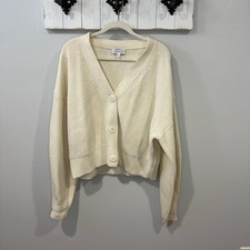 Other Stories Wool Blend Cardigan Cream Size L Button Front EUC