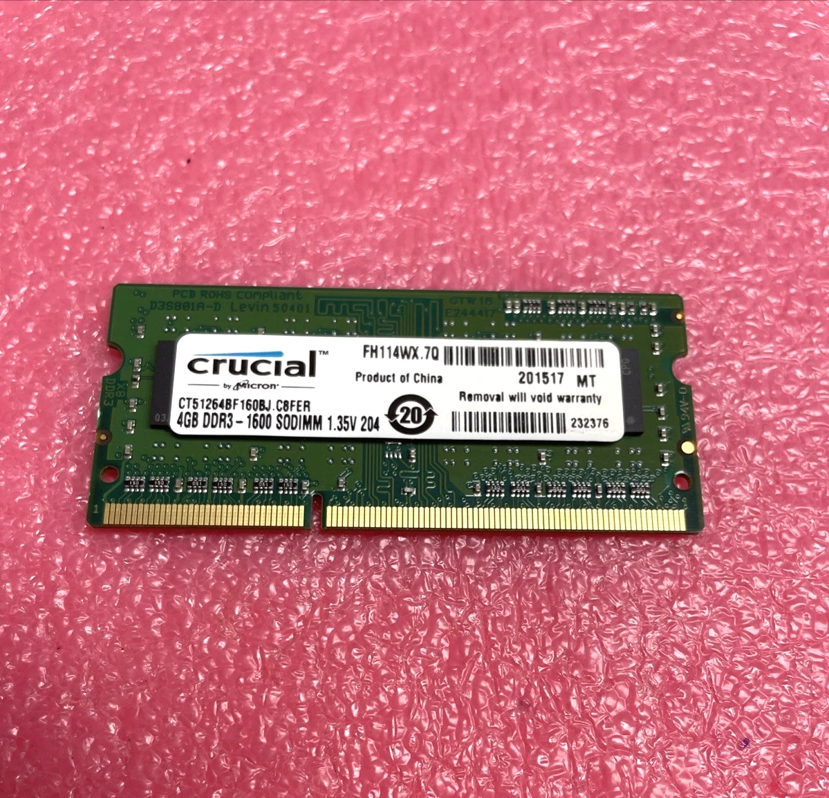 CRUCIAL 4GB DDR3-1600 SODIMMMEMORY (CT51264BF160BJ.C8FER. | eBay