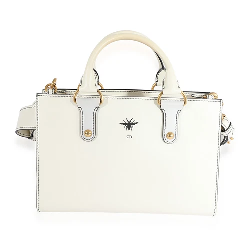 Sac fourre tout Christian Dior en cuir lisse blanc D Bee