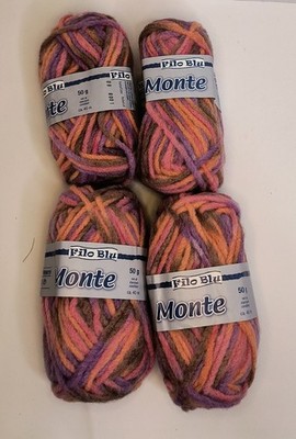 Filo Blu Monte Yarn Wool Nylon Acrylic 50g Germany Grundl Wolle Lot Of 4 Pink