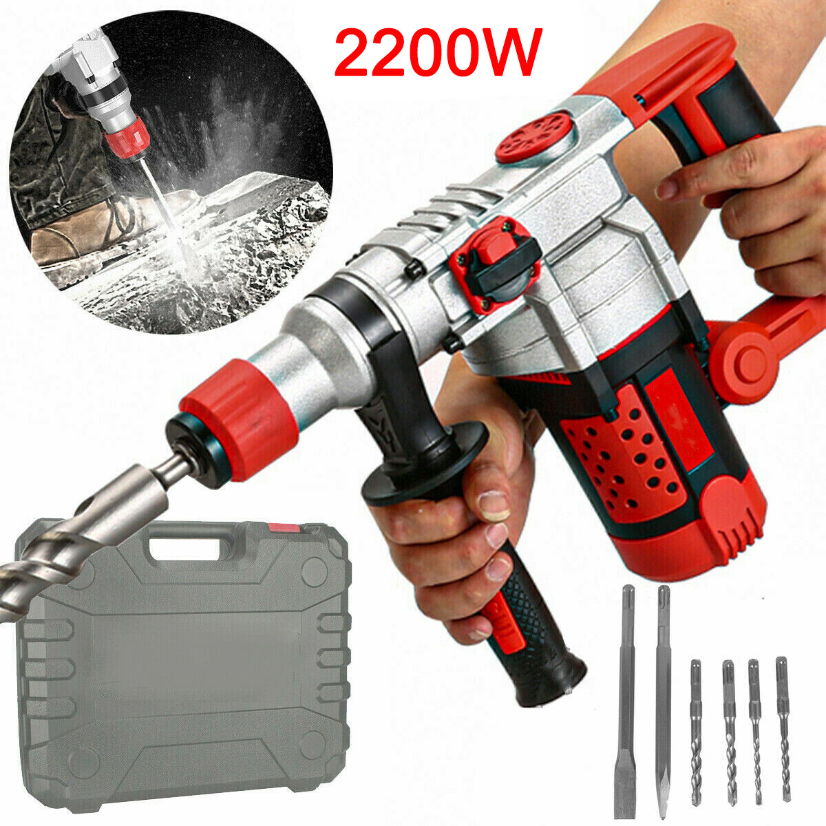 Electric Rotary Jack Hammer Drill Demolition Breaker SDS Plus Chisel
