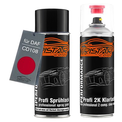 Autolack 2K Spraydosen Set für DAF CD108 J5221 Ruby Red 96 Basislack 2K Klarlack
