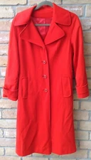VTG 60s MOD Betty Rose Red Coat Sz M/L? Lined NO BELT Union Label USA Made