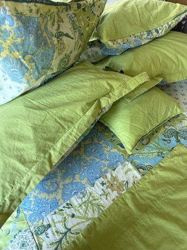 Cottage Patchwork Coverlet Queen 6 pc Set Cotton Pondicherri Spring Boho - Picture 17 of 24