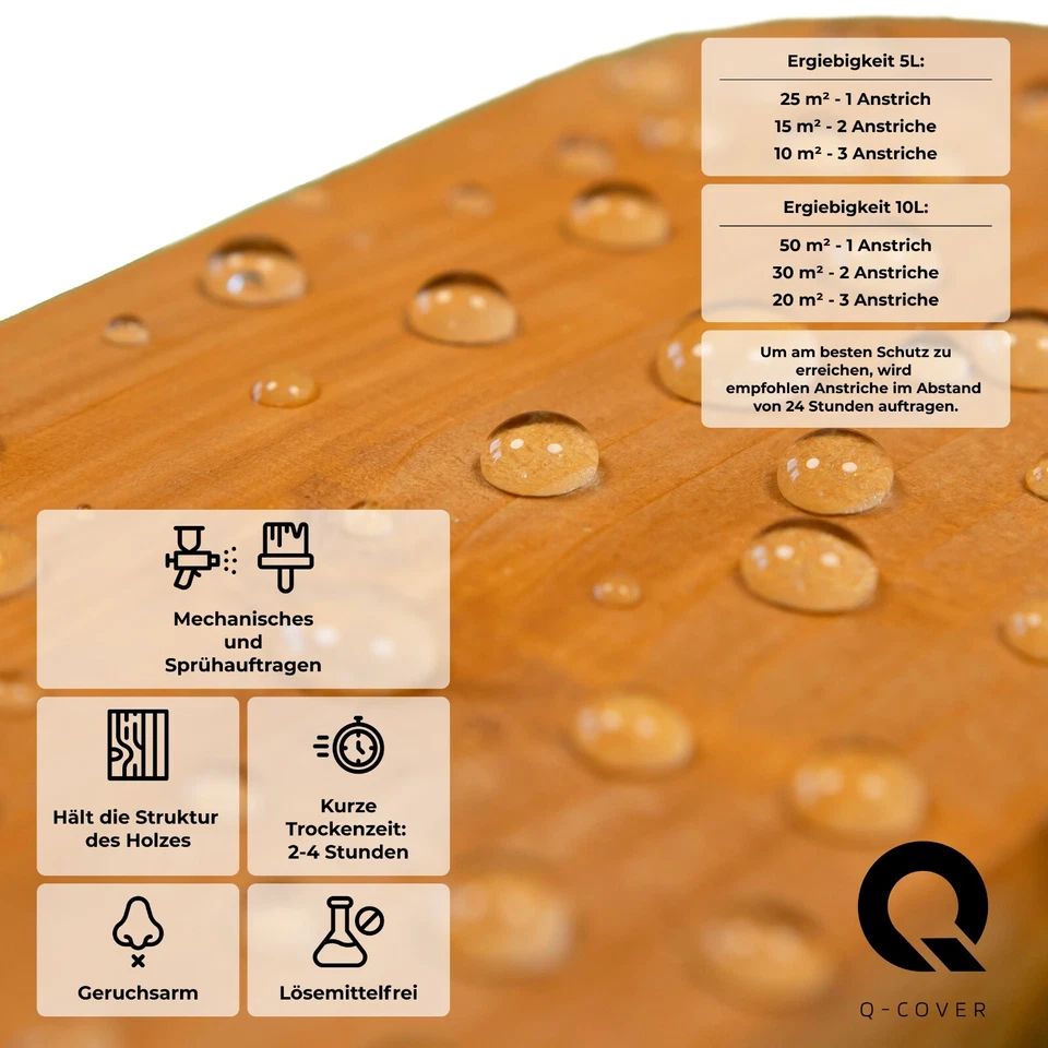 Q-COVER Holzimprägnierung Holzschutzfarbe Wetterschutzfarbe Holzschutz 10 L - Bild 3 von 4