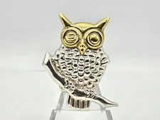 Vintage Sterling Silver And Brass Mexico Taxco "Winking Owl" Broach/Pin