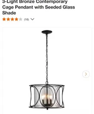 Addington Park 31786 Roatan Collection 3-Light Contemporary Cage Pendant with...