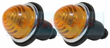 2x LUCAS L594 STYLE AMBER INDICATOR LIGHTS CLASSIC MINI LAND ROVER *GLASS LENS*
