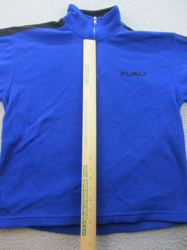 Moletom FUBU masculino médio 12/14 azul preto 1/4 zíper bordado logotipo soletrado - Imagem 3 de 4