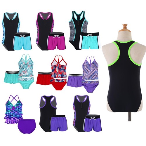 Kids Girls Beachwear Swimming Swimwear Athletic Swimsuit Sunsuit Monokini Baby - Picture 2 of 72