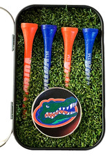 Florida Gators.. Golf Ball Marker in Gift Tin with 4 Gator Tees... Gift Box
