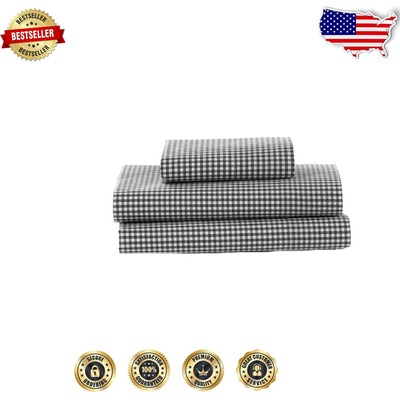 Stylish Black Gingham Toddler Bedding Set - Fitted Sheet, Pillowcase Included