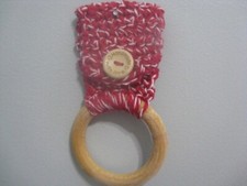 Crochet Kitchen Towel Wood Ring Holder   Gift Idea