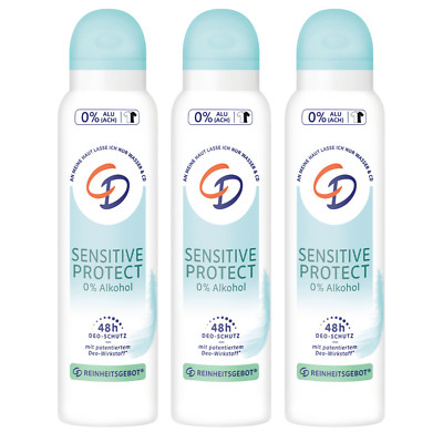 3 x CD Sensitive Protect Deo Spray 0% Alkohol 0% Aluminium 48h Schutz je 150 ml