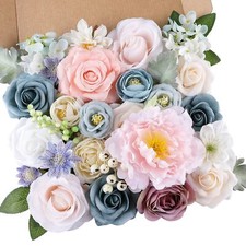 Artificial Flowers Combo Silk Pink Roses Fake Flower with Stems for DIY Weddi...