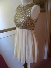 SKATER DRESS 8 10 TUNIC sequins floaty party prom V back ice skating TFNC MINI 
