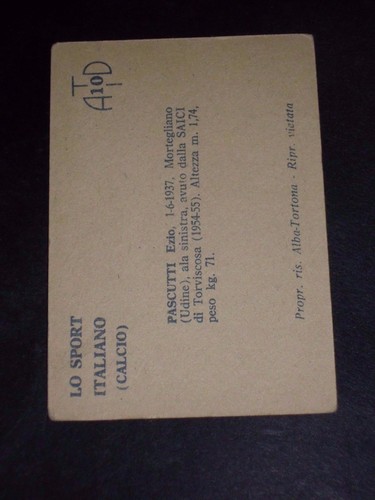 ***FIGURINA ALBA-TORTONA CALCIO 1959*** PASCUTTI (BOLOGNA) N. 10 - Foto 2 di 2