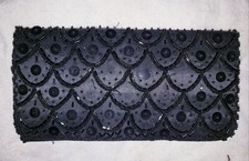 Vintage Black Beaded Sequins Clutch Handbag Evening Purse Made In Hong Kong