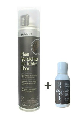 Hairfor2 Original Dunkelbraun 400ml + HAIR GO Shampoo entfernt Haarverdichter