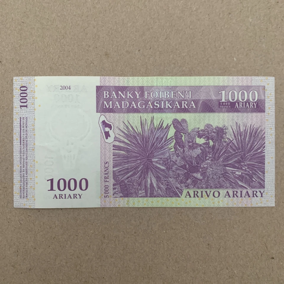 Lemur Note 1000 Ariary Banknote 2004 Animal Currency Purple Turtle See UV Image - Image 4 of 4