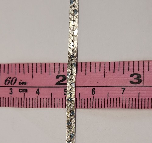 Vintage Sterling Silver Detailed Herringbone Chain Necklace Italy 60 cm/ 23.5 in - Picture 12 of 13