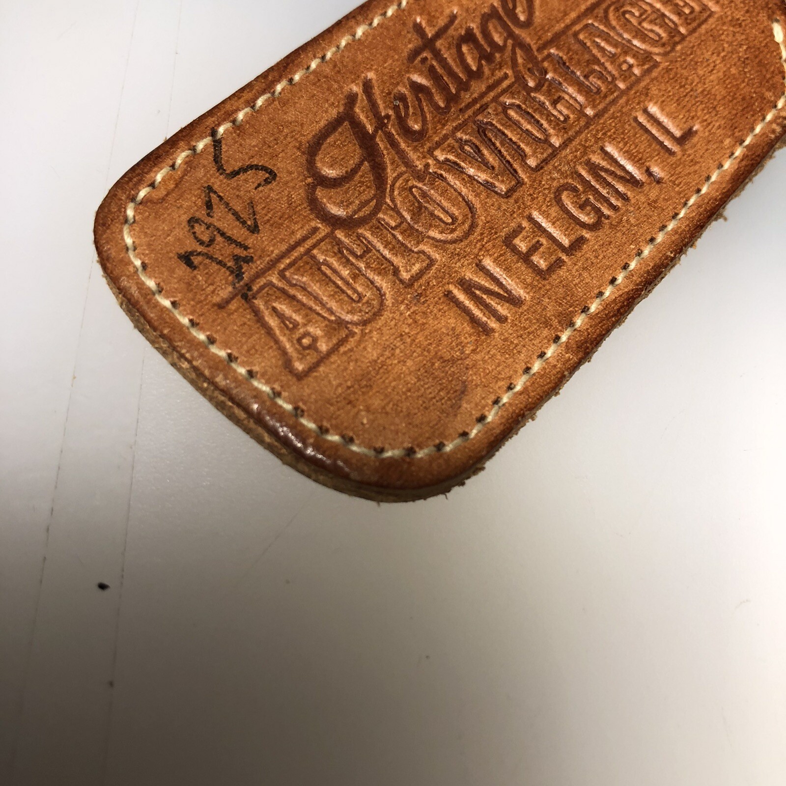 Elgin IL Heritage Auto Village Leather Auto Car Dealer Illinois Motors Keychain