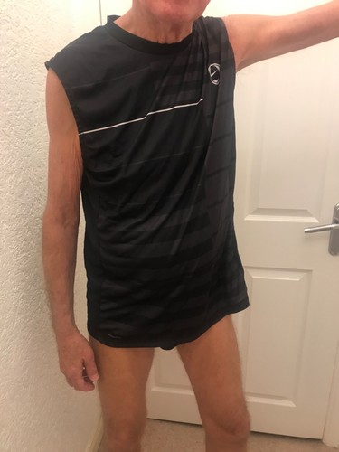 Nike T Shirt Black Logo Sleeveless Sports Training Running Dri-Fit Mens used (y)