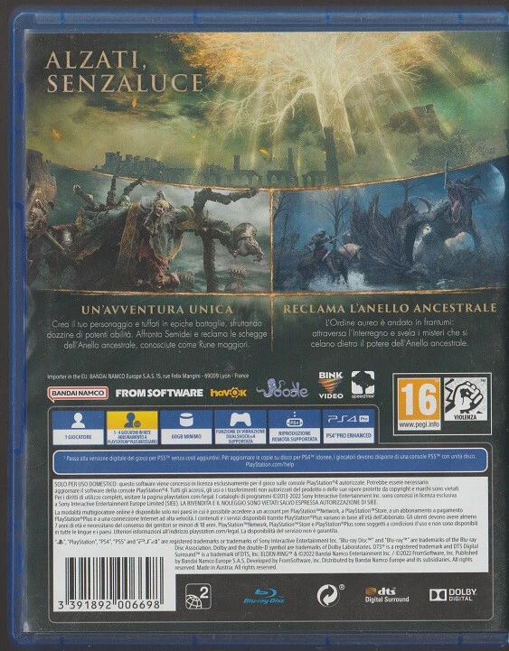 GIOCO PS4 ELDEN RING 16 BANDAI NAMCO IN ITALIANO ALZATI SENZA LUCE AGGIORNAM.PS5, foto 2 di 5