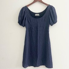 Urban Outfitters Blue Geometric Puffy Sleeve Dress Fit and Flare Scoop Neck XS