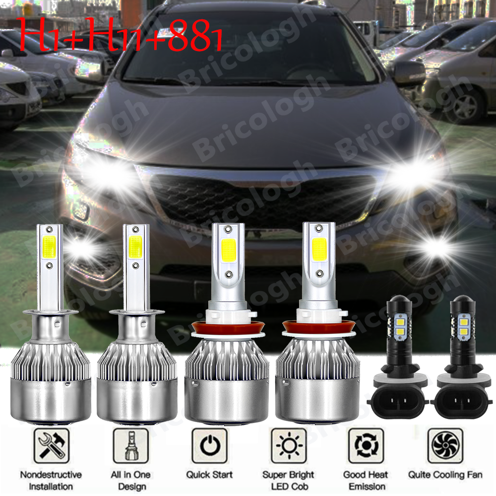 For Kia Sorento 2011 2012 2013 6000K LED Headlight High/Low +Fog Light Bulbs Kit eBay