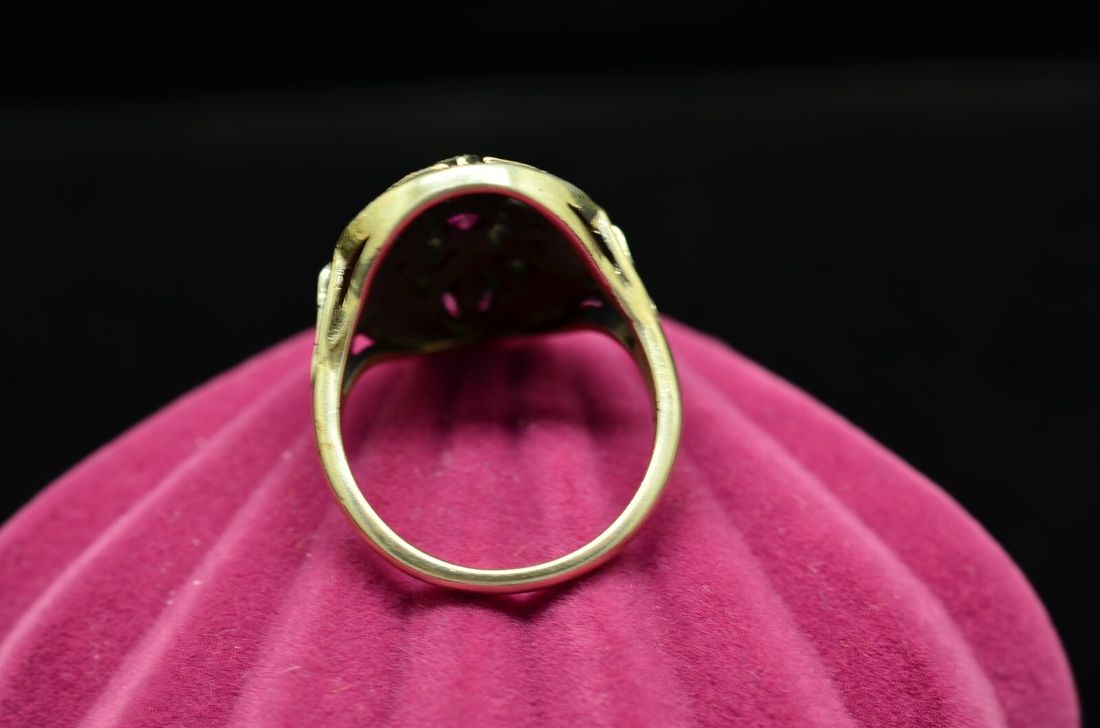 925 Sterling Silver Tiny Round Pink Ruby Ring Ban… - image 5