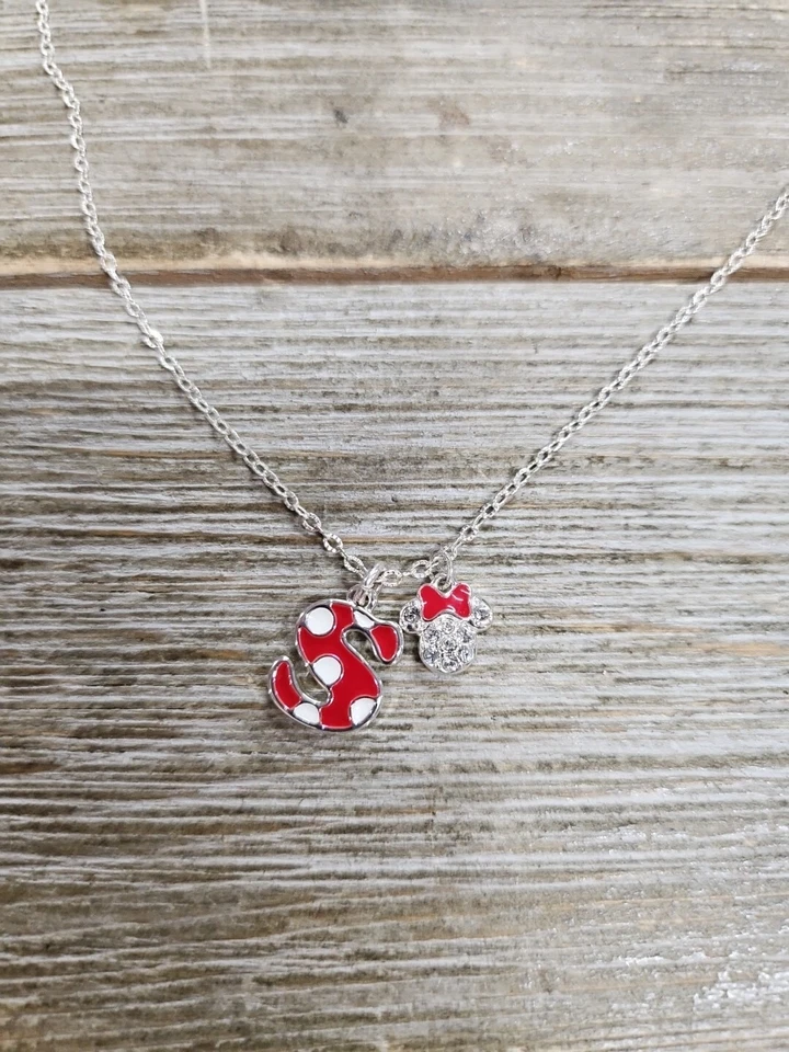 Disney Store Minnie Initial S Dije Collar Lunares Blanco Gema Acentos 18" Foto 2 de 4