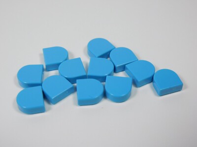 LEGO 12 Medium Azure 1x1 Half Round Smooth Tiles Plates E4