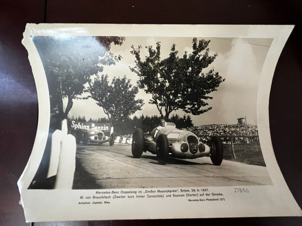 Vintage 1937 Mercedes Benz Photodienst Press Photo W125 Grand Prix Race cars
