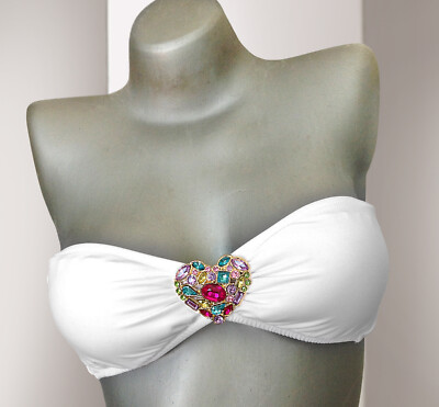 Victoria's Secret Rare Heart Jewel Embellished Bandeau Bikini  Top S M L XS