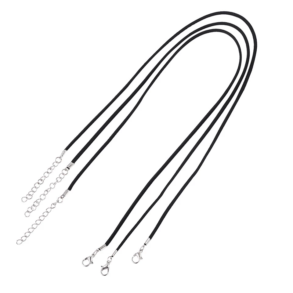 100 Hebras 17.7" Imitación Gamuza Cordón Collares Bases Hierro Langosta Cierre Negro 2.5mm Foto 2 de 4