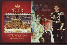 AUSTRALIA 2013 THAILAND OVPT. ON DIAMOND JUBILEE MS. FINE USED