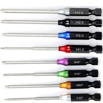 Powerhobby Standard + Metric RC Hex Driver 1/4'' Power Tool Tip Set COMBO